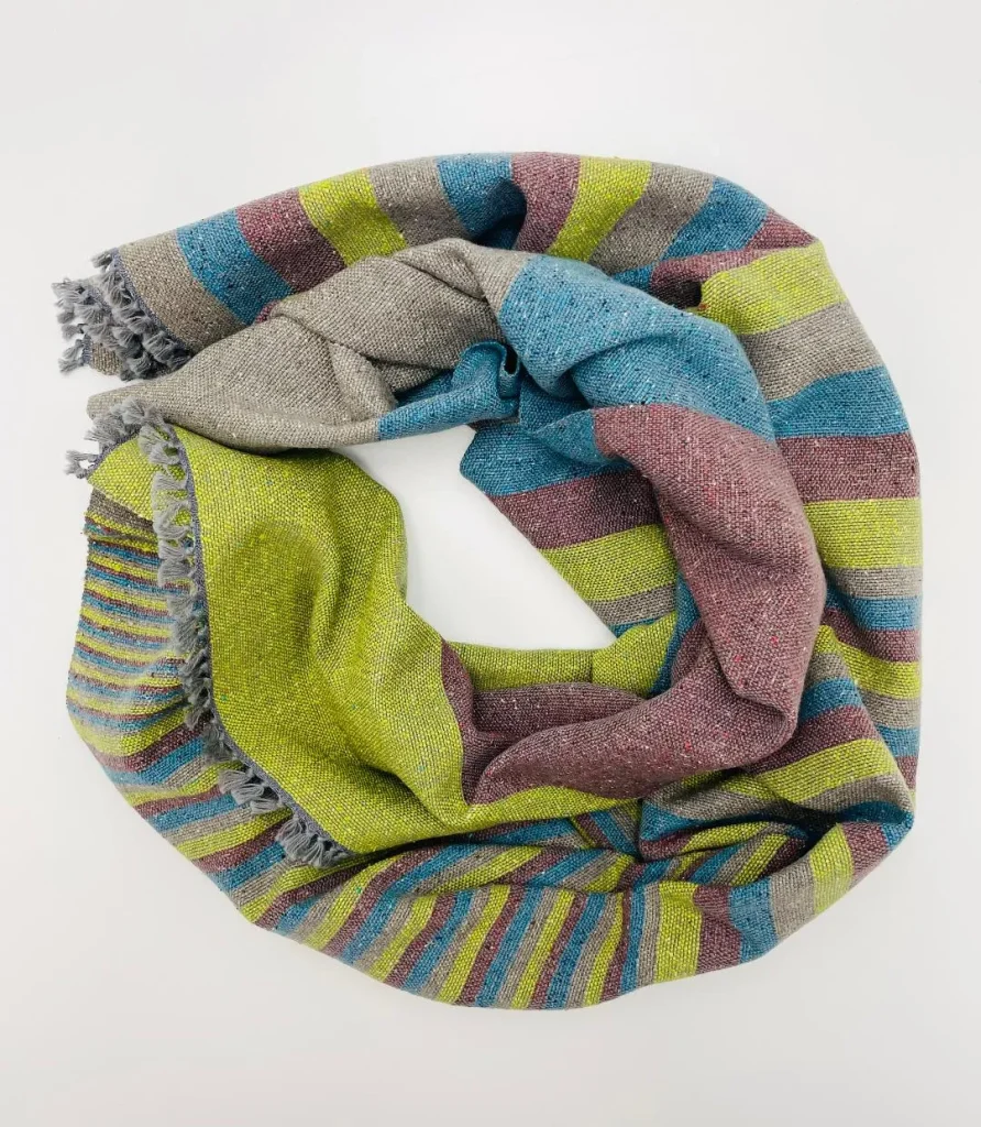 Selyemsál kék-zöld csíkos kép 2