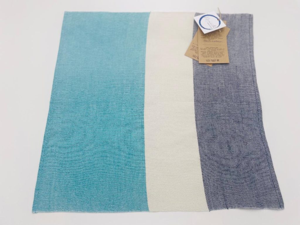 Kék-türkiz-homok színű csomagoló textil kép 2